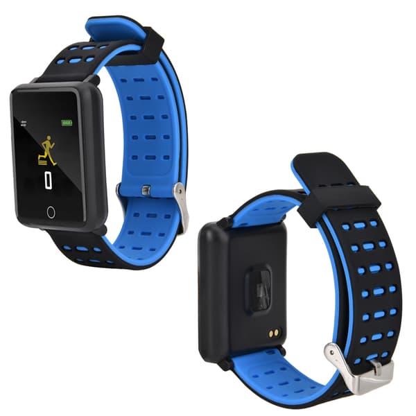 Min f21 Widescreen Bluetooth Smart Armbånd Hjertefrekvens Søvndeteksjon Armbånd (Svart Blå)
