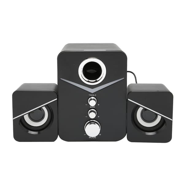 D‑221 Bluetooth-computerhøjttaler med dyb bas, 2.1-kanals mini-skrivebordshøjttaler til bryllupsfest, sort