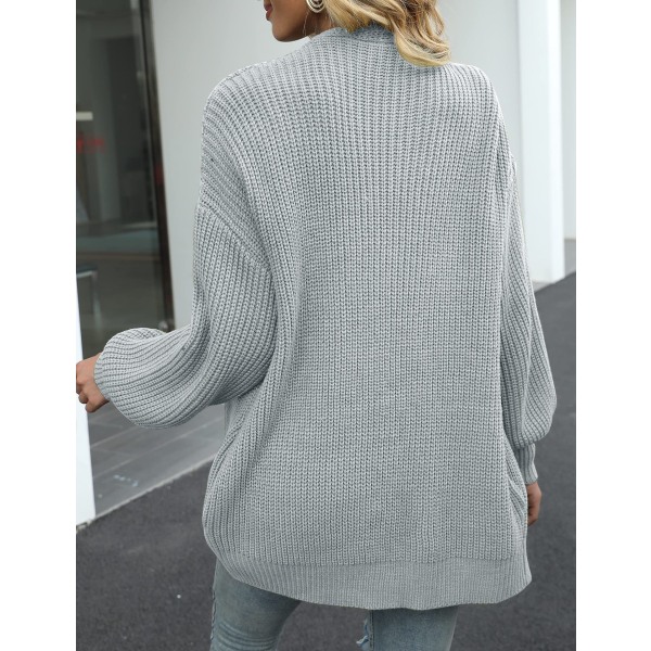 Kvinners Cardigan Tykk strikket genser Oversized Ballong erme Cardigan Jakke, Myk, behagelig og hudvennlig.