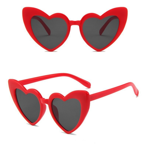Hjerteformede solbriller Kvinder Retro Vintage Cat Eye Solbriller Farverige Kærlighed Hjertebriller til Kvinder,Rød