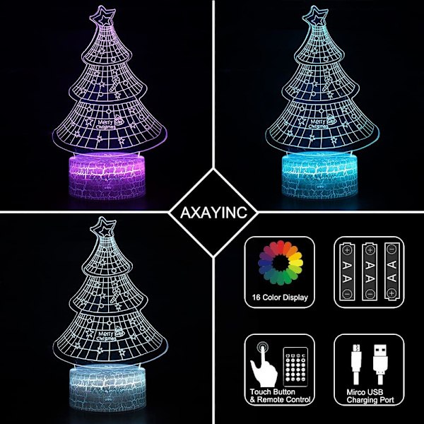 3D Nattlampa LED Illusion Skrivbordslampa 7 Färgbyten USB-kabel Touch-knapp Jul-födelsedagspresent Leksak för barn