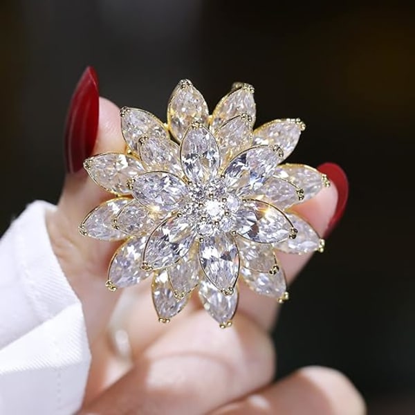 Pins for kvinners mote, skinnende snøfnugg store vakre blomsterbrosjer smykker for kvinner blomsterserie brosjer og nåler designer damekostyme Shiny Snowflake