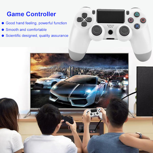 Plastik ABS V2 Program Intelligent Trådløs Bluetooth Gamepad Spil Controller med Hovedtelefon Hul til PS4 Hvid