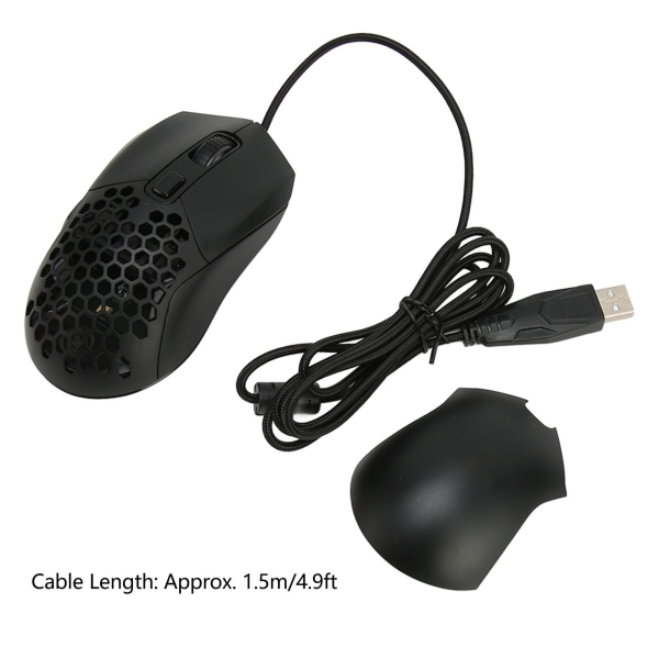 Honeycomb Gaming Mouse RGB-bakgrunnsbelysning 6 programmerbare knapper 7200 DPI Lett ergonomisk kablet spillmus for PC Svart