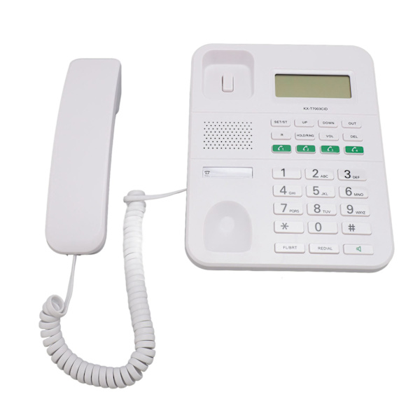 Sladdtelefon med 4 nivåer volym och 5 nivåer LCD-ljusstyrka justerbar Caller ID HD 16-bitars display engelsk sladdtelefon vit