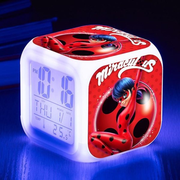 Wekity Anime Cartoon Alarm Clock One Piece LED Square Clock Digital väckarklocka med tid, temperatur, alarm, datum