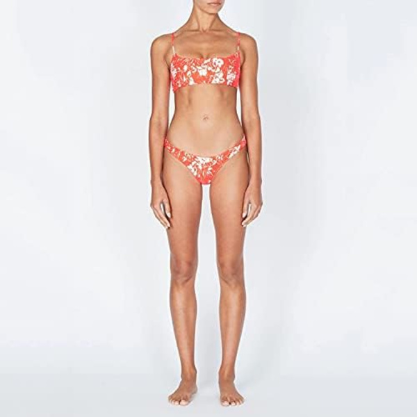 WJSM Kvinde Trekantet Bikini Smocked Tekstureret Scoop Flæset Print Ruched Elastisk Badedragt Todelt Badedragt Red L