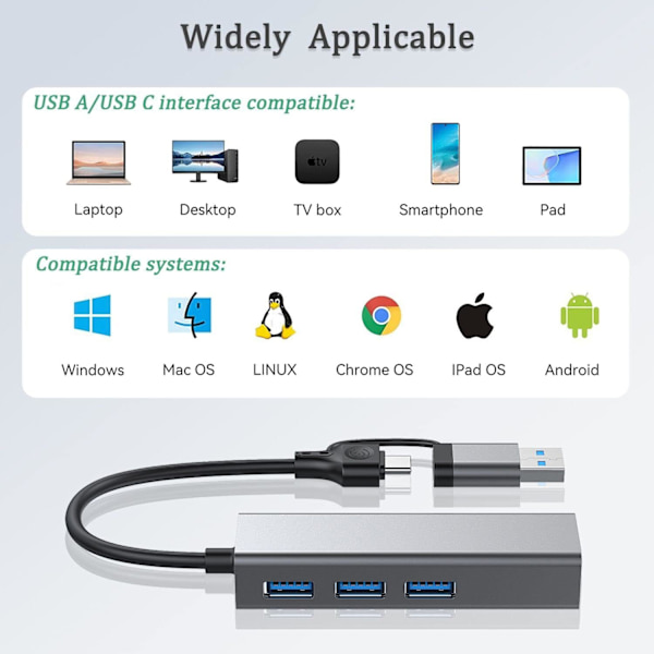 USB till Ethernet-adapter, VIENON USB 3.0-hubb med 1 Gigabit RJ45 Ethernet-port Nätverks-USB-nätverksadapter med USB C-adapter för bärbar dator