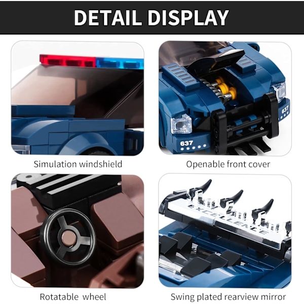 27002 Mini Barricade Poliisiauto Rakennussarjat, Lahja Lapsille/Aikuisille Keräilijöille (356 Osat, Staattinen Versio Näyttölaatikolla)