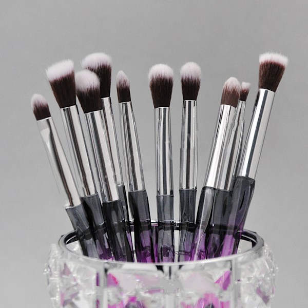 Meikkisiveltimet Kristallikahva Sarja, 10 KPL Kristalli Läpinäkyvä Kahva Meikkivoide Sivellin Eyeliner Kulmakarva Sivellin Ystävänpäivälahjoihin (violetti)