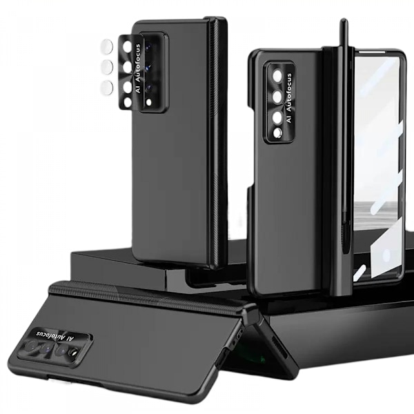 Kompatibelt Samsung Galaxy Z Fold 3 Etui med S Pen Holder & S Pen, Hængselbeskyttelsesetui Galvaniseret med Skærmbeskytter