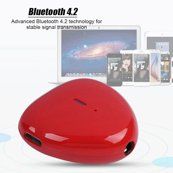 Mini langaton sydämenmuotoinen Bluetooth-äänen vastaanotin langallinen kuulokeadapteri punainen