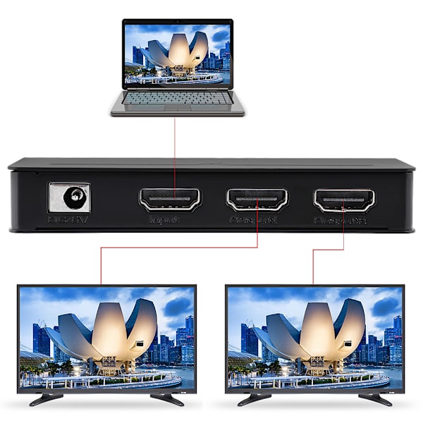HDMI1.4 Splitter Smart Switch Enhet Ultra tynn 1x2 2160P30HZ