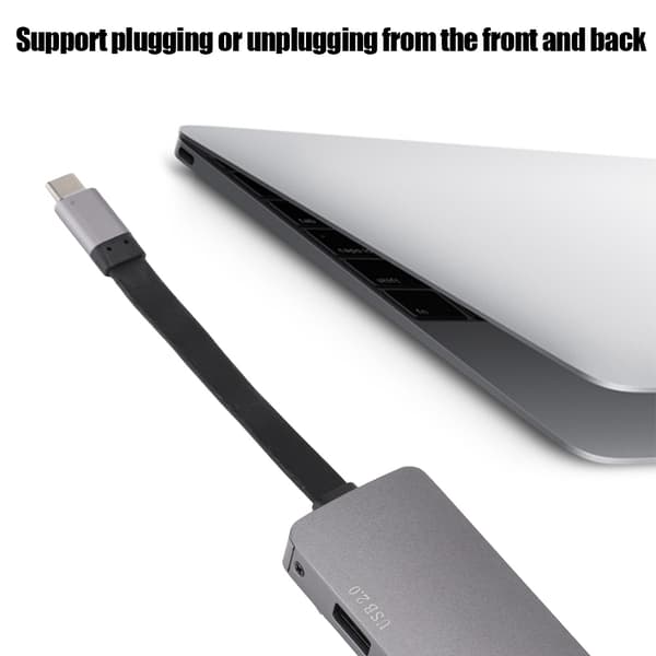 4 i 1 USB-C til HDMI+VGA+AUDIO+USB2.0 Video Hub Adapter Converter Docking Station