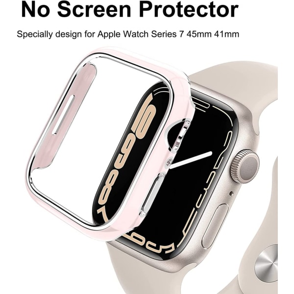 Plated Rigid PC -kehyskuori Apple Watch Series 7 41 mm:lle, ohut, kattava suojakuori Apple Watch Series 7:lle (pinkki)