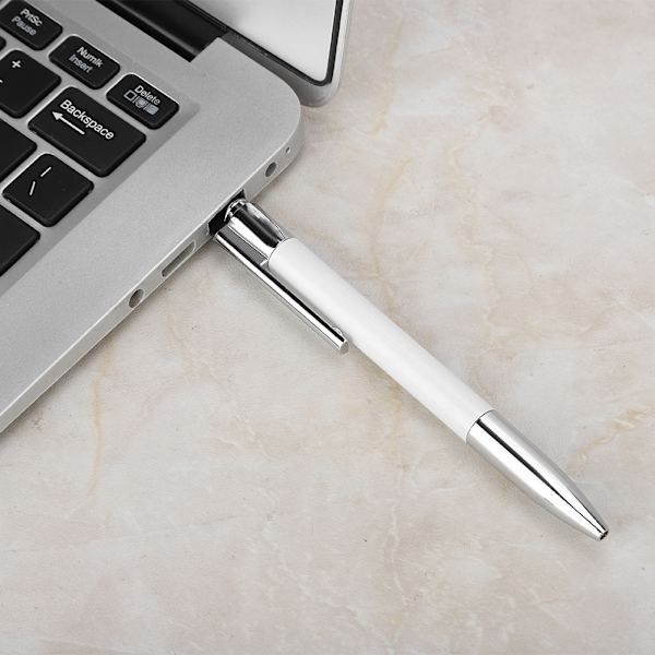 Ultra Fin 2 i 1 U Disk+Kuglepen USB2.0 Flash Dirve Pen (Hvid 8G)