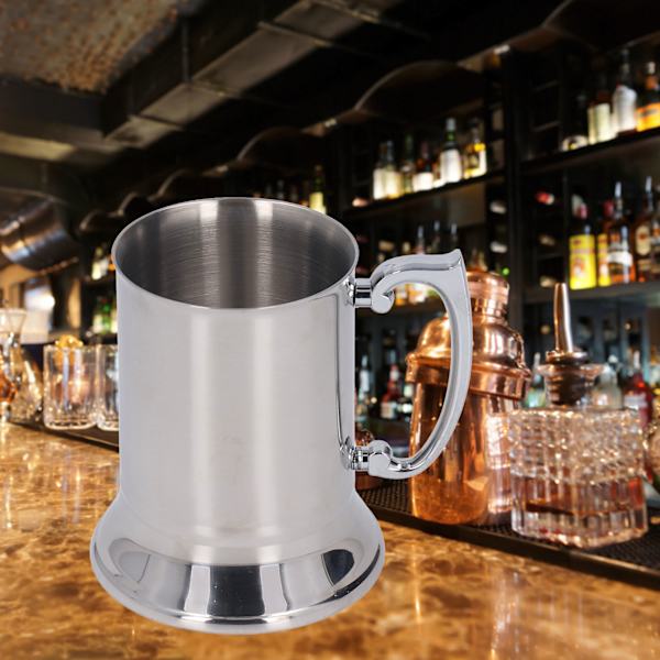 Dobbeltvegget ølkrus i rustfritt stål, isolert, rustfritt, anti-korrosjon kaffekopp for bar