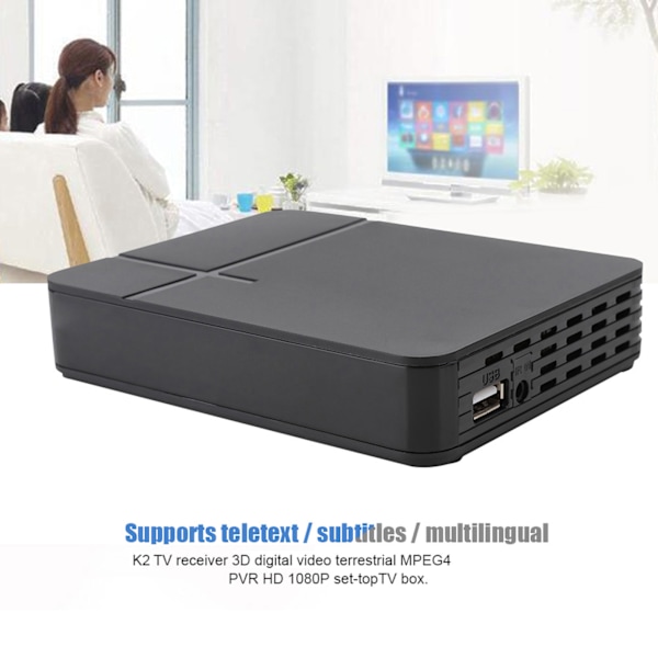 Mini HD K2 WiFi -antennitelevisiovastaanotin digitaalinen TV-boksi kaukosäätimellä 100-240V