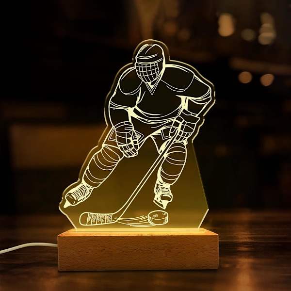 Hockey Nattlampa - Hockey 3D Illusion Lampa Akryl Nattlampor Presenter till Barn Pojkar Män Skrivbord Rum Sovrum Dekoration på Födelsedag Jul