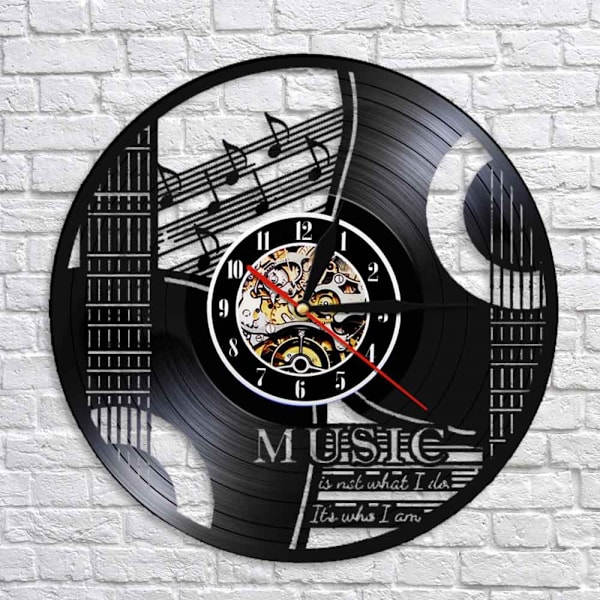 Musiikki Vinyylilevy Seinäkello - Musiikki-instrumentin nuotit Vinyyli Cd Seinäkello - Vinyyli Kello - Olohuoneen Seinäkoriste - Ainutlaatuiset Lahjat Musiikin Ystäville