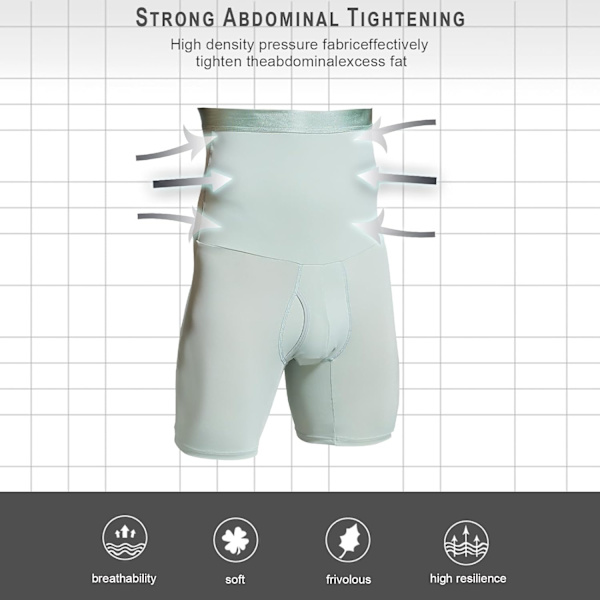 Män Tummy Control Shorts Hög Midja Underkläder Slankning Shapewear Body Shaper Ben Boxer Kalsonger Light Green M