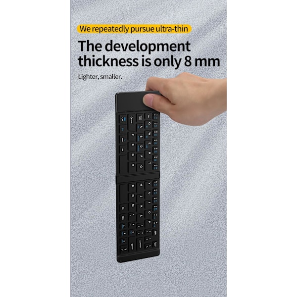 Foldbar Tastatur og Mus Combo, Bluetooth Bærbar Tastatur, Genopladelig Bærbar Rejse til iOS Android Windows Mac OS, Understøtter 3 Enheder