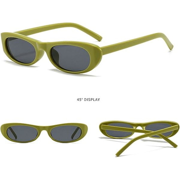 Trendy Ovale Dame Solbriller Designer Luksus Mode Unisex Leopard Små Vintage Smalle Solbriller Green