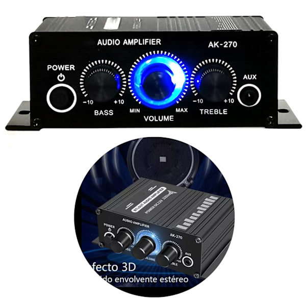 Mini forstærker 2 kanaler ren lyd kraftfuld bærbar lille stereo forstærker til bil hjem 12V
