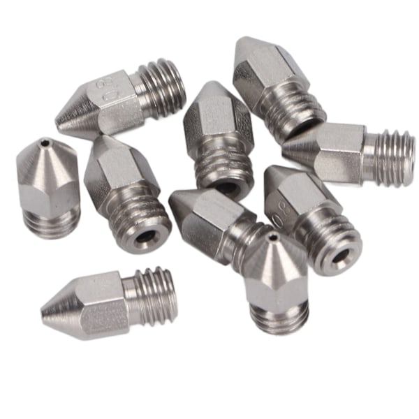 10 st 3D-skrivarmunstycken MK8 i rostfritt stål 1,75 mm extruderingstryckhuvuddelar tillbehör 0,8 mm