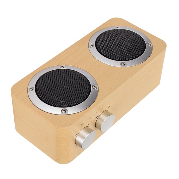 Trådlös Bluetooth-högtalare Retro Full Frequency Bärbar Trä Datorhögtalare för WindowsGul Trästruktur