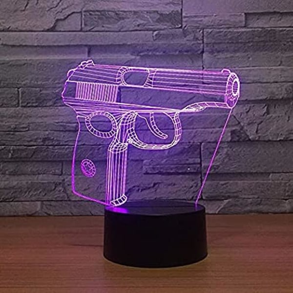 3D Vapen Nattlampa Illusion 7 Färgväxlande Touch Switch Bordsskiva Dekorationslampor Akrylplatt ABS-bas USB-kabel Födelsedagspresent Leksaker