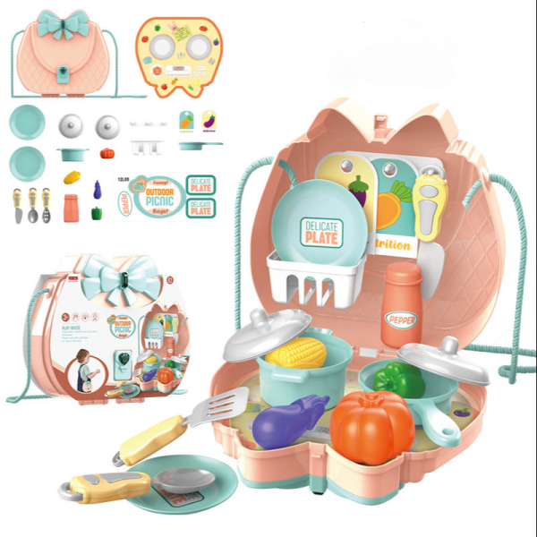 Kökslekset med tillbehör - Set med realistisk simulering - Köksmatlagningsset för inomhusspel - Leksaker för småbarn och barn