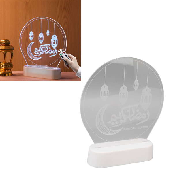 Eid Mubarak Yövalo Ramadan RGB LED 3D-pohjainen muslimi-islamilainen pöytälamppu koristeluun