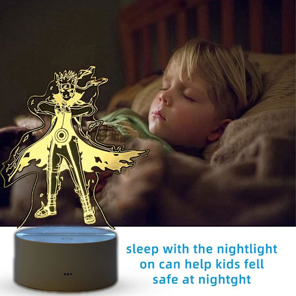 Anime Uzumaki Naruto Nattlampor, Cartoon 3D Illusion Nattlampa, LED Bordlampor, Touch/Fjärrkontroll USB/Batteri Laddning Belysning Sovrum Hem Dekoration