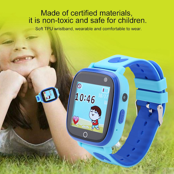 Barnens WiFi GPS LBS Positionering Smart Phone Watch Locator Tracker SOS Samtal (Blå & Engelska)
