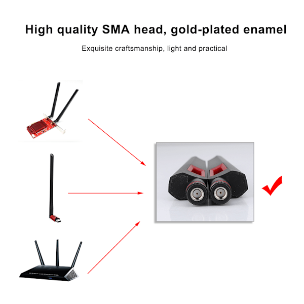 2 stk. Mini PCI-E trådløst netværkskort forbindelseskabel 2*8DBi AC 88U netværksantenne