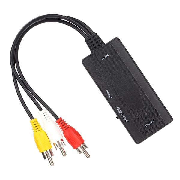 Högdefinitionsomvandlare Audio Video till HighDefinition Multimedia Interface CVBS-adapter för TV VHS VCR DVD (svart)