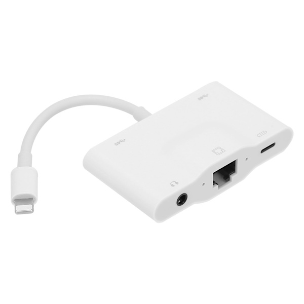 RJ45 5 i 1 USB Hub Dockningsstation OTG Ethernet-konverter 3,5 mm ljudkontakt Adapter