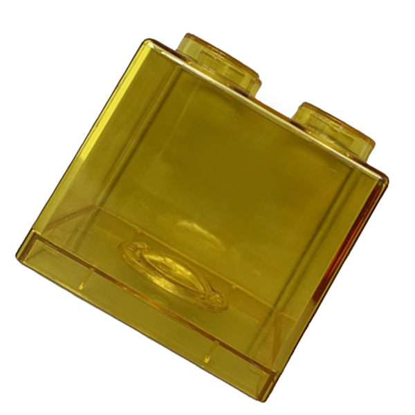 Läpinäkyvä rahaa säästävä pankkirakennuksen muotoilu Suorakulmainen läpinäkyvä kolikkosäästölipas lapsille pojille tytöille 8.9x8.9x9.2cm / 3.5x3.5x3.6in Yellow