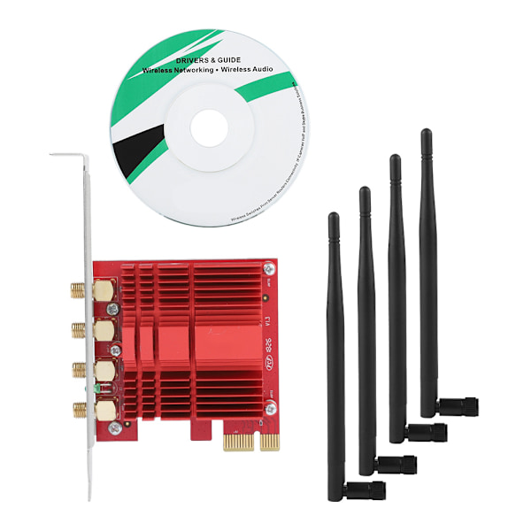 WiFi-adapter PCI-E-netværkskort, 802.11AC Dual Band AC1900 PCI-E-netværksadapter Rød