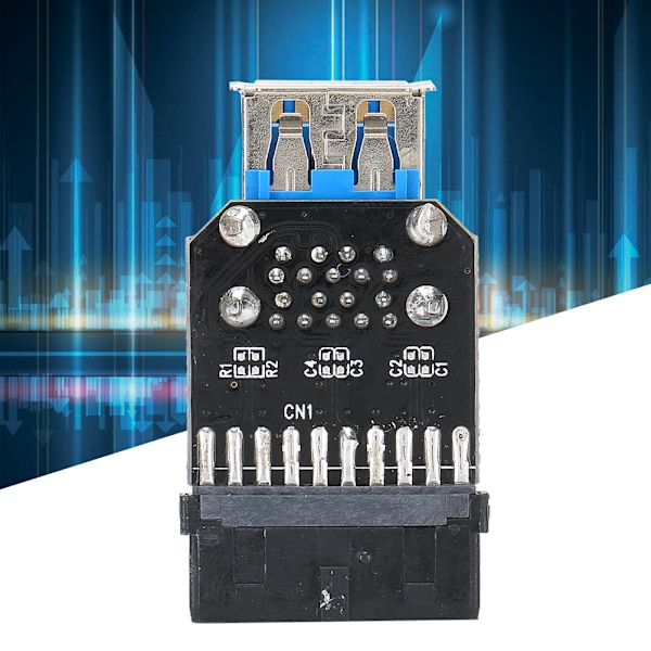 19PIN till 2-Port USB 3.0 Adapter Konverter Svart ABS Datorutrustning Tillbehör