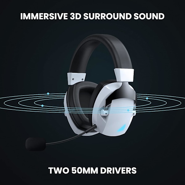 Bluetooth 5.2 langattomat pelikuulokkeet irrotettavalla ja joustavalla melunvaimennusmikrofonilla, 2.4 GHz pelikuulokkeet 3D-stereokuulokkeilla