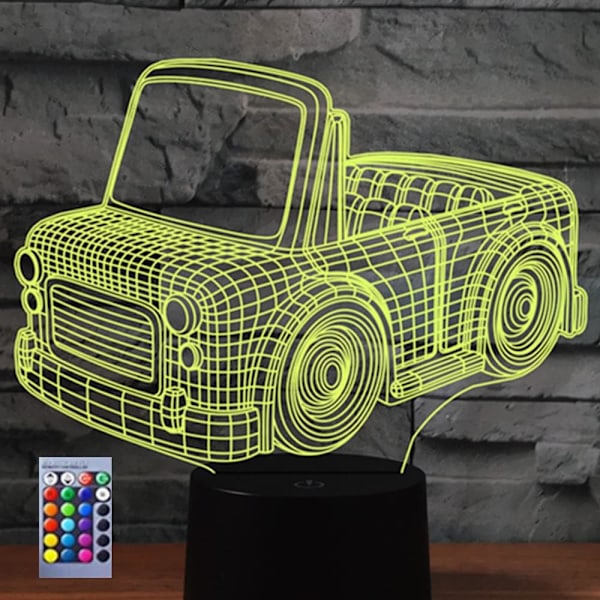 3D Bil Nattlys Bordsklampe Optisk Illusjon Lamper 16 Farge Skiftende Lys LED Bordlampe Jul Hjem Kjærlighet Bursdag Barn Barn Dekor Leke Gave