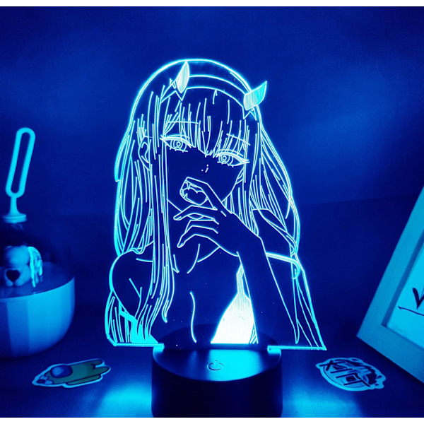 Smuk Gave 3D Natlys Zero Two 002 Darling in The FRANXX Anime Lampe Led Illusio