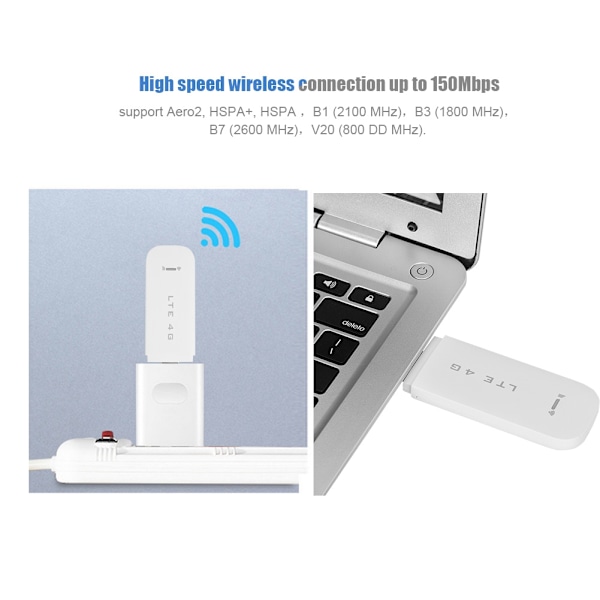 4G LTE USB-nettverksadapter Trådløs WiFi Hotspot Router Modem Stick (B1, 3, 7, 20, UFI-bånd)