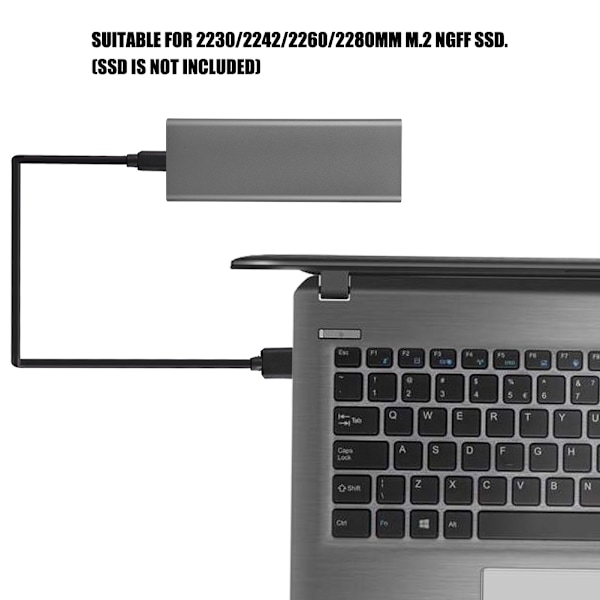 6017-RTK USB 3.1 Type C - NGFF M.2 B Key 10G nopea SSD-sovitinkotelo (avaruusharmaa)