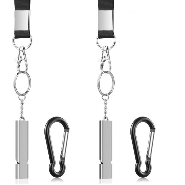 2PCS Outdoor Loudest Emergency Survival Whistles with Carabiner and Lanyard for Camping Hiking Sports Dog Training,Silver