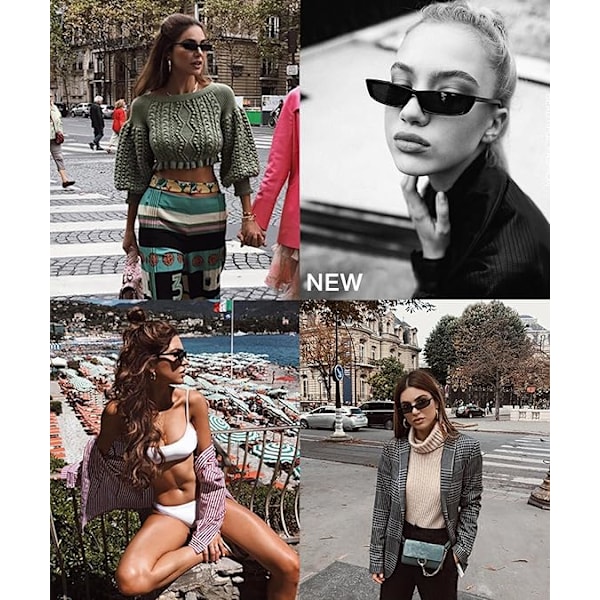 Rektangulära Små Solglasögon Mode Designer Fyrkantiga Shades för kvinnor Black Frame, Black