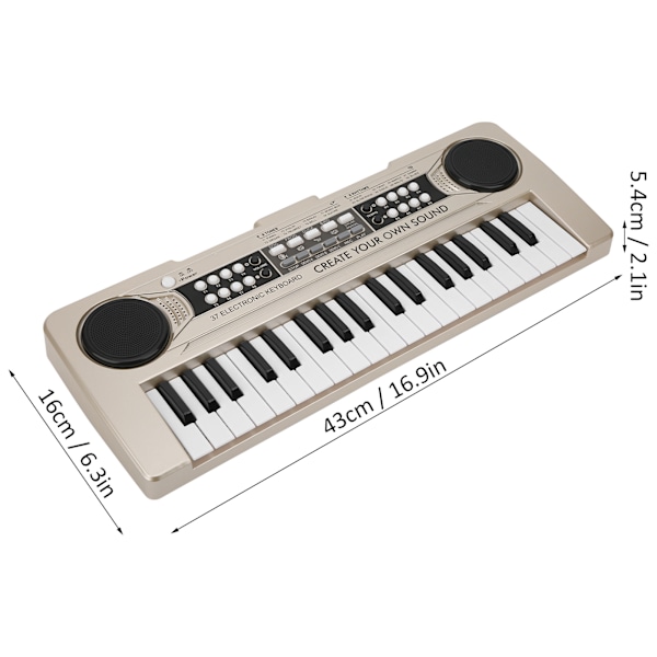 Elektronisk keyboard 37 tangenter klaver legetøj musikinstrument med mikrofon Brown