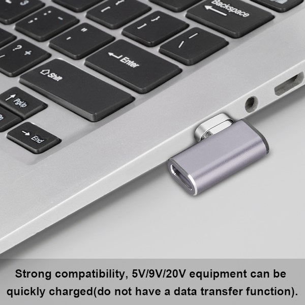 Typ-C magnetisk adapter för Macbook snabbladdning Magnet USB-C-kontakt (grå)